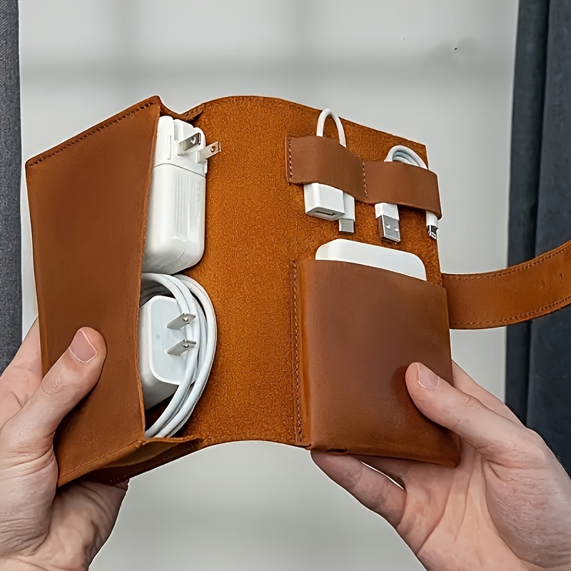 1pc PU Leather Multi-Compartme - Tech Accessories Storage review and price