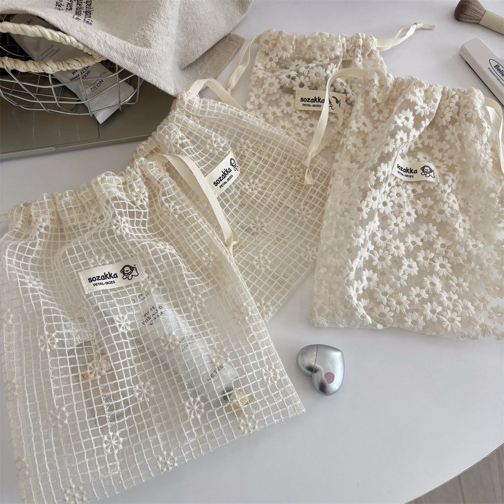 Lace Embroidered Daisy Mesh Dr - Tech Accessories Travel Bag review and price